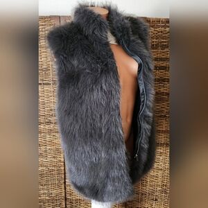 Amazhiyu Gunmetal Gray Lux Furry Faux Fur Festival Costume Vest  Animal Sz M